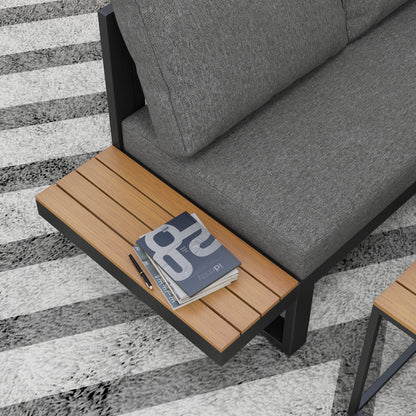 5-Piece Outdoor Furniture Set, Garden Furniture with Corner Sofa, Loveseat, Coffee Table, Balcony Furniture Set with Cushions, Garden Lounge Set for Patio, Balcony, Gray