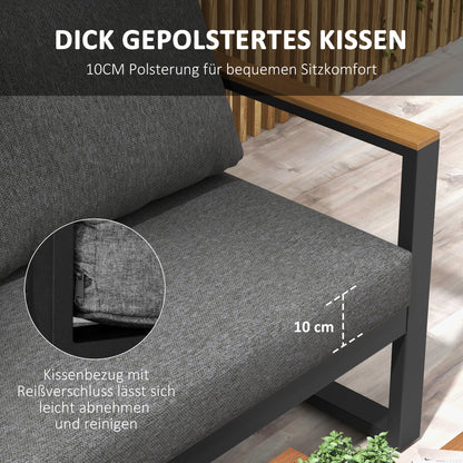 5-Piece Outdoor Furniture Set, Garden Furniture with Corner Sofa, Loveseat, Coffee Table, Balcony Furniture Set with Cushions, Garden Lounge Set for Patio, Balcony, Gray