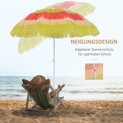 Sun Umbrella Beach Ø160cm windproof stable Beach umbrella height adjustable and tiltable Balcony umbrella foldable garden umbrella for travel, beach, balcony Multicolored