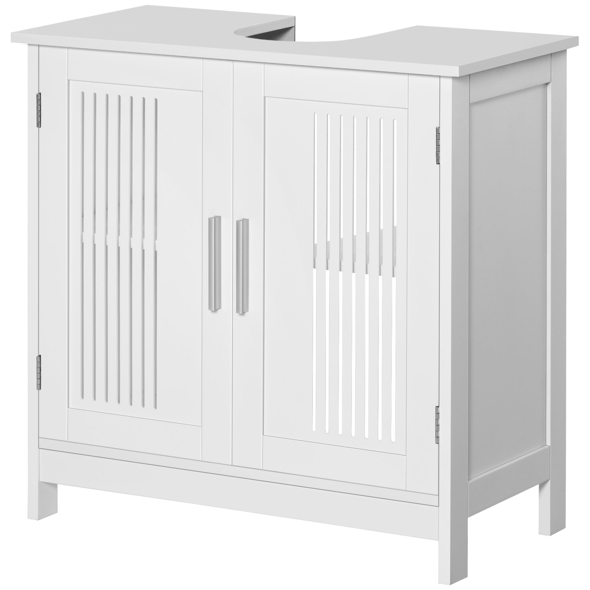 Under Sink Cabinet Bathroom Floor Standing Wooden Cabinet with 2 Ventilated Doors and Adjustable Interior Shelf Modern 60x30x60 cm White