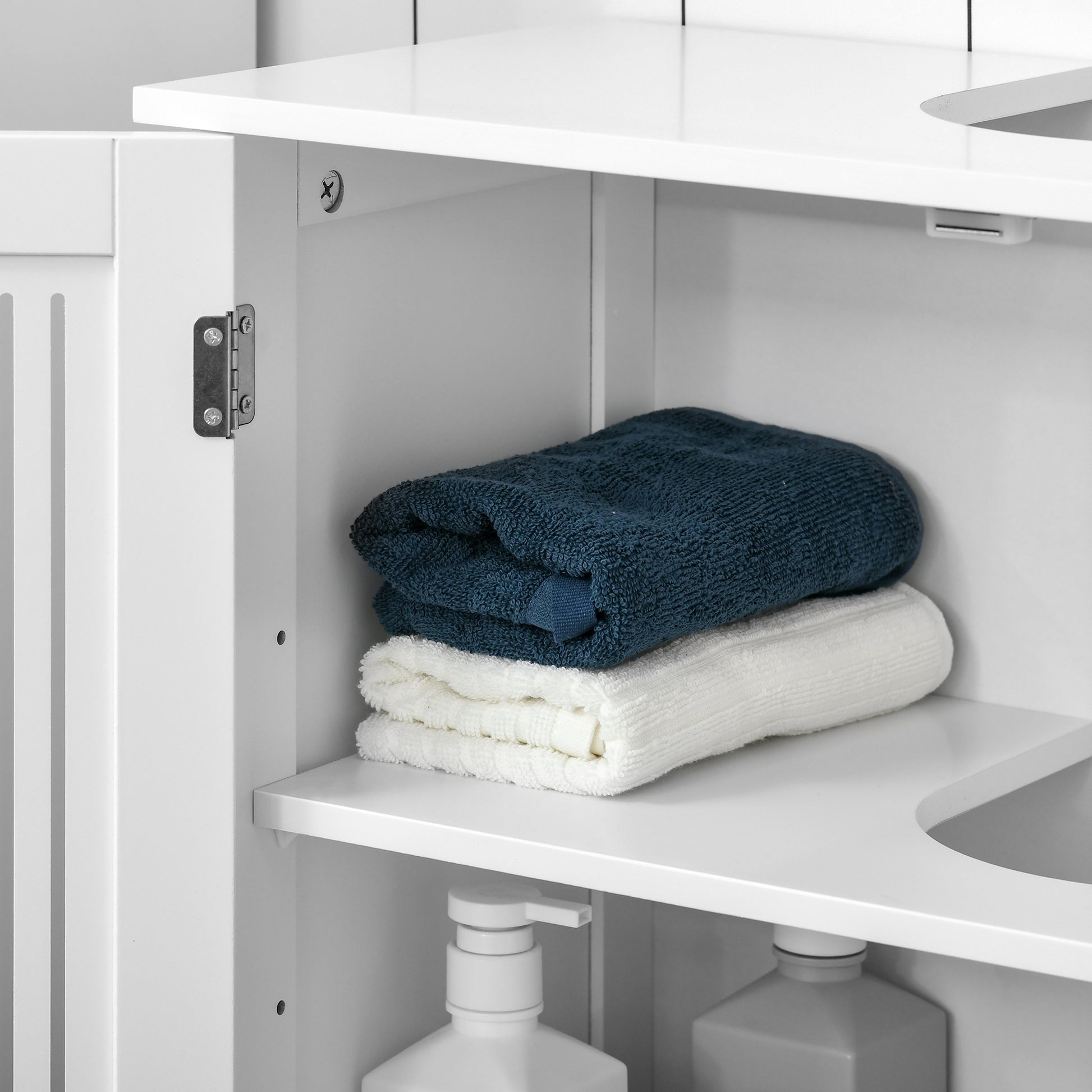 Under Sink Cabinet Bathroom Floor Standing Wooden Cabinet with 2 Ventilated Doors and Adjustable Interior Shelf Modern 60x30x60 cm White