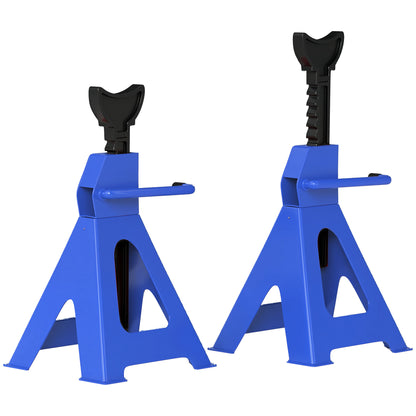 Support Stand 3 Ton Load Capacity 2 Pieces Support Stand incl Safety Pin 13-Step Height Adjustable 385 mm to 600 mm Support Stands Car Jack Stand for Workshop Garage Blue