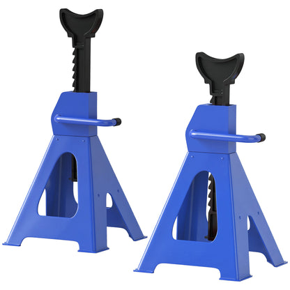 Support Stand 3 Ton Load Capacity 2 Pieces Support Stand incl Safety Pin 13-Step Height Adjustable 385 mm to 600 mm Support Stands Car Jack Stand for Workshop Garage Blue
