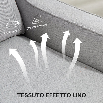 2-Seater Fabric Sofa with Armrests, Thick Padding and 2 Cushions, Modern 2-Seater Loveseat with Wood Frame for Living Room, Lounge, and Bedroom, Light Gray