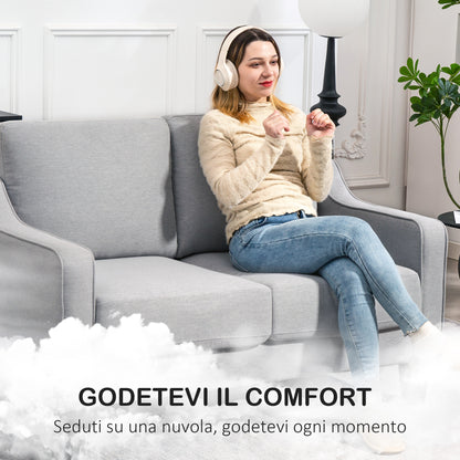 2-Seater Fabric Sofa with Armrests, Thick Padding and 2 Cushions, Modern 2-Seater Loveseat with Wood Frame for Living Room, Lounge, and Bedroom, Light Gray