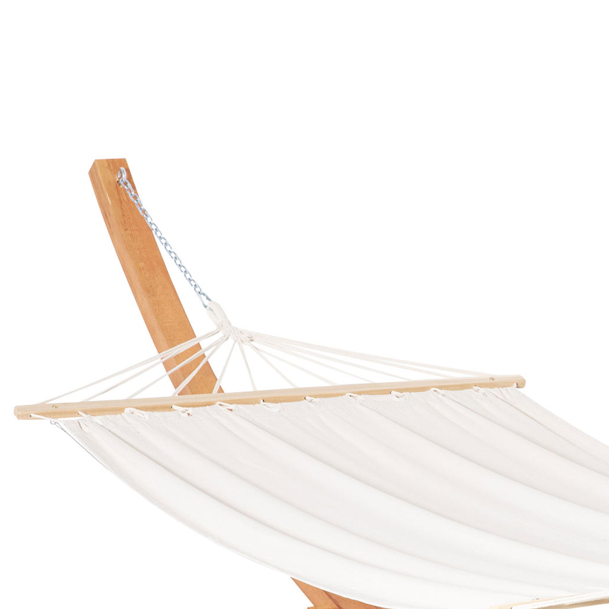 Garden Hammock with Wooden Stand Hammock on Stand 1 Person 3.92L x 1.2W x 1.1H m Cream Brown Color