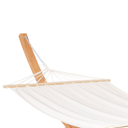 Garden Hammock with Wooden Stand Hammock on Stand 1 Person 3.92L x 1.2W x 1.1H m Cream Brown Color