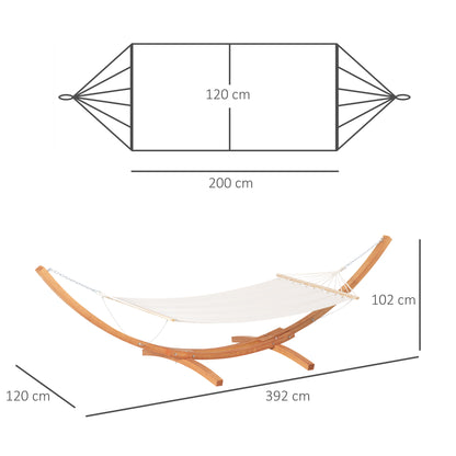 Garden Hammock with Wooden Stand Hammock on Stand 1 Person 3.92L x 1.2W x 1.1H m Cream Brown Color