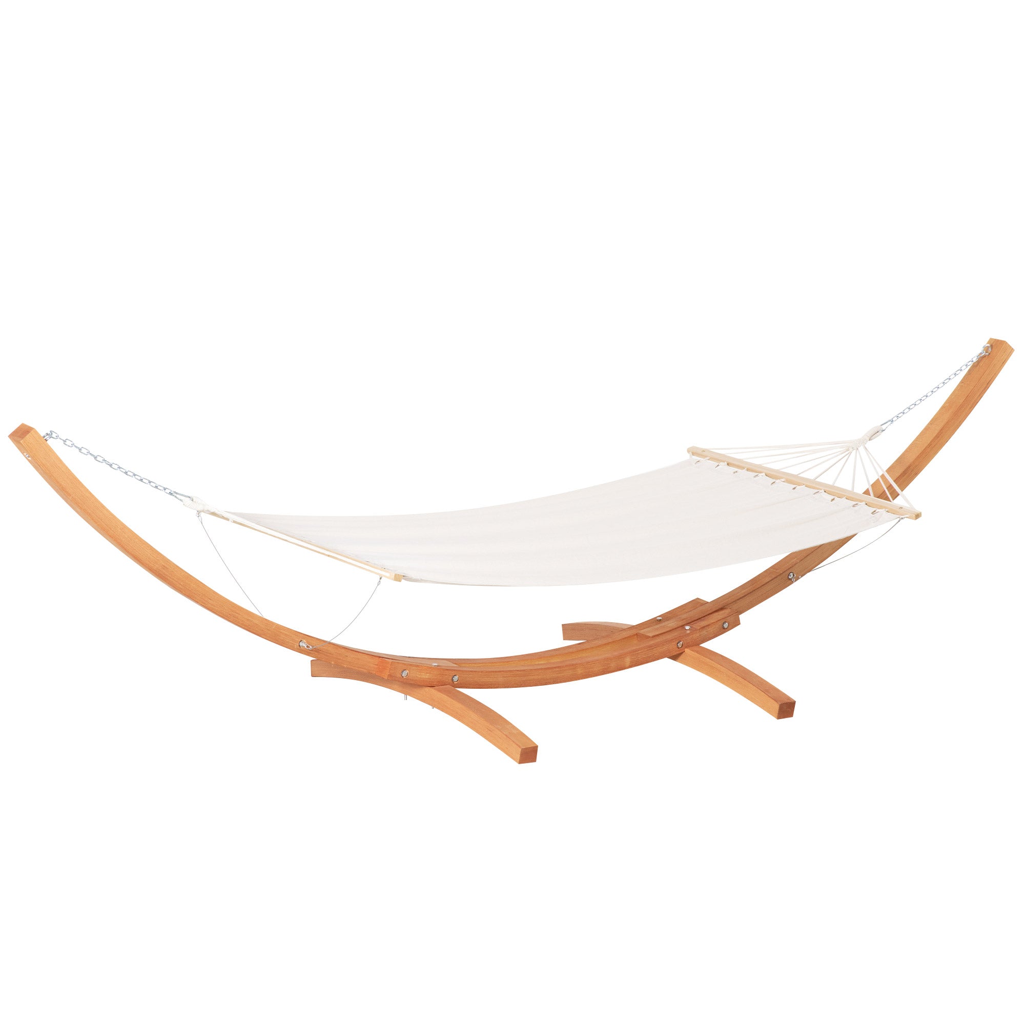 Garden Hammock with Wooden Stand Hammock on Stand 1 Person 3.92L x 1.2W x 1.1H m Cream Brown Color