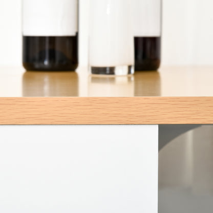 High Kitchen Table Bar Table with 3 Shelves Antitip Metal Frame 100 kg Load for Dining Room 115x55x100 cm White and Oak