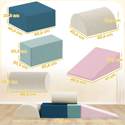 5-Piece Baby Motor Skills Play Course – Soft Foam Modules with Velvet Covers, Non-Slip Educational Blocks, Multicolor