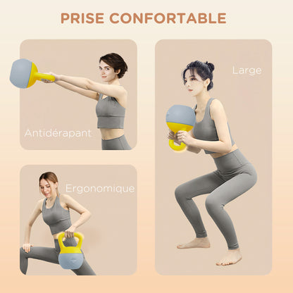 SPORTNOW Kettlebell 6kg Dumbbell with Non-Slip Handle for Fitness Training Cardio, Gray and Yellow