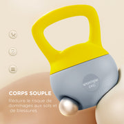SPORTNOW Kettlebell 6kg Dumbbell with Non-Slip Handle for Fitness Training Cardio, Gray and Yellow