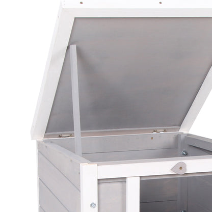 Wooden Rabbit Hutch Outdoor Cage Shelter for Small Pets with Flip Asphalt Roof and Non-Slip Ramp 42x51x43 cm Gray