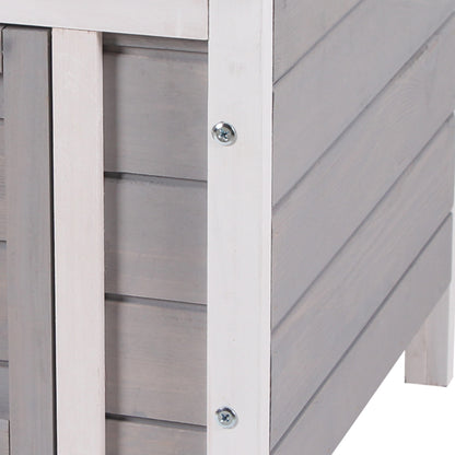 Wooden Rabbit Hutch Outdoor Cage Shelter for Small Pets with Flip Asphalt Roof and Non-Slip Ramp 42x51x43 cm Gray