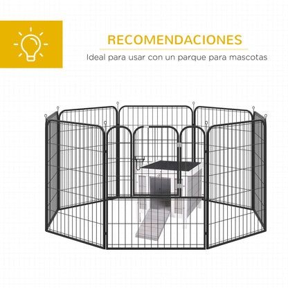 Wooden Rabbit Hutch Outdoor Cage Shelter for Small Pets with Flip Asphalt Roof and Non-Slip Ramp 42x51x43 cm Gray