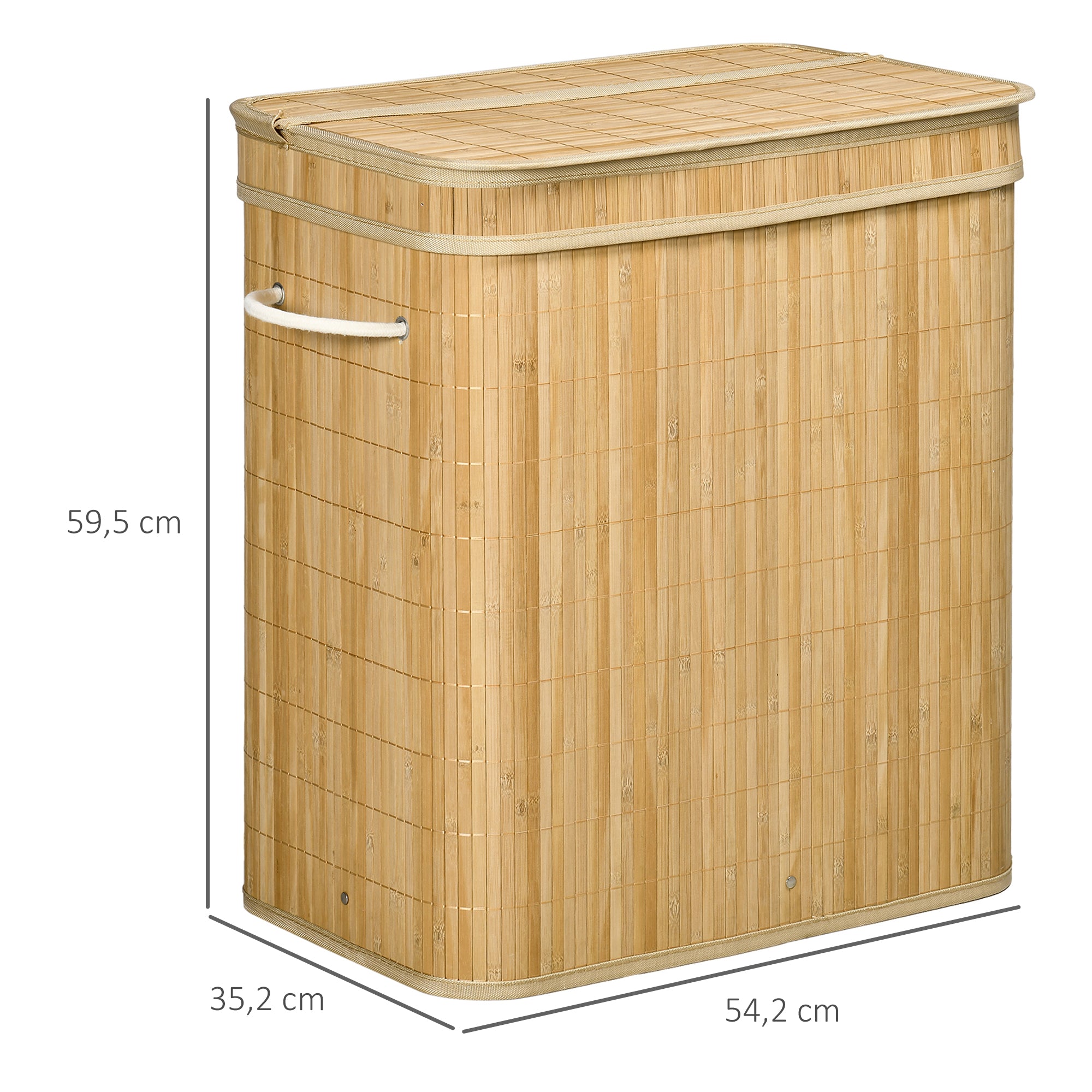 Laundry Basket with Lid 90 L Laundry Collector with Handles, 2 Removable Laundry Bags, Foldable, Laundry Box Laundry Bin for Laundry Room Bedroom Bathroom Natural