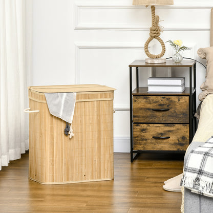 Laundry Basket with Lid 90 L Laundry Collector with Handles, 2 Removable Laundry Bags, Foldable, Laundry Box Laundry Bin for Laundry Room Bedroom Bathroom Natural