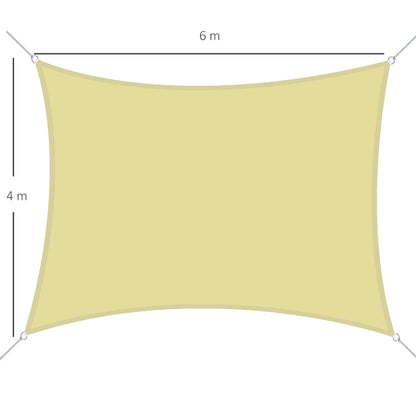 Rectangular Sun Shade Sail 4x6m Sun Shade Sail for Patio Garden Camping UV Protection Water Resistant Polyester Sand Color