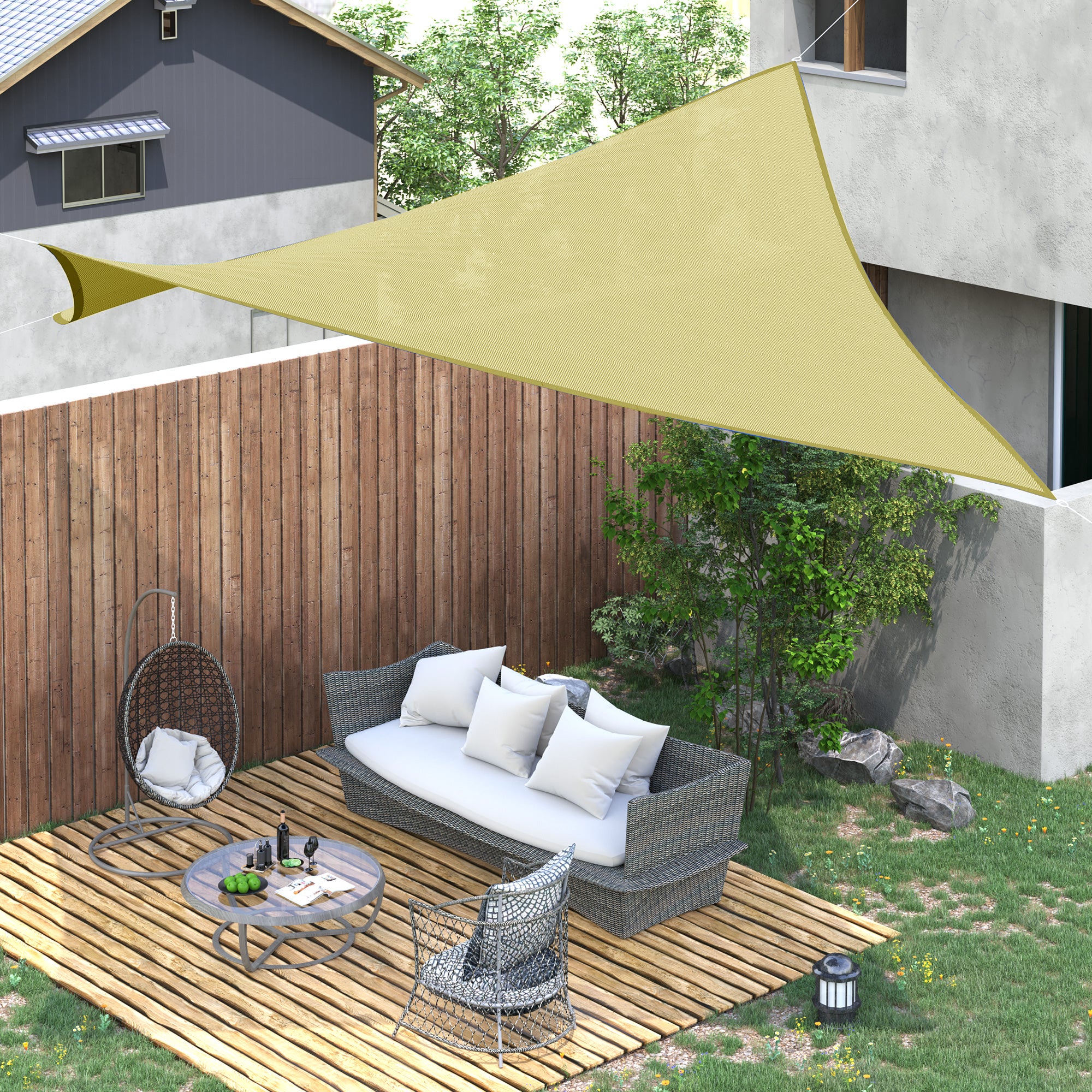 Rectangular Sun Shade Sail 4x6m Sun Shade Sail for Patio Garden Camping UV Protection Water Resistant Polyester Sand Color