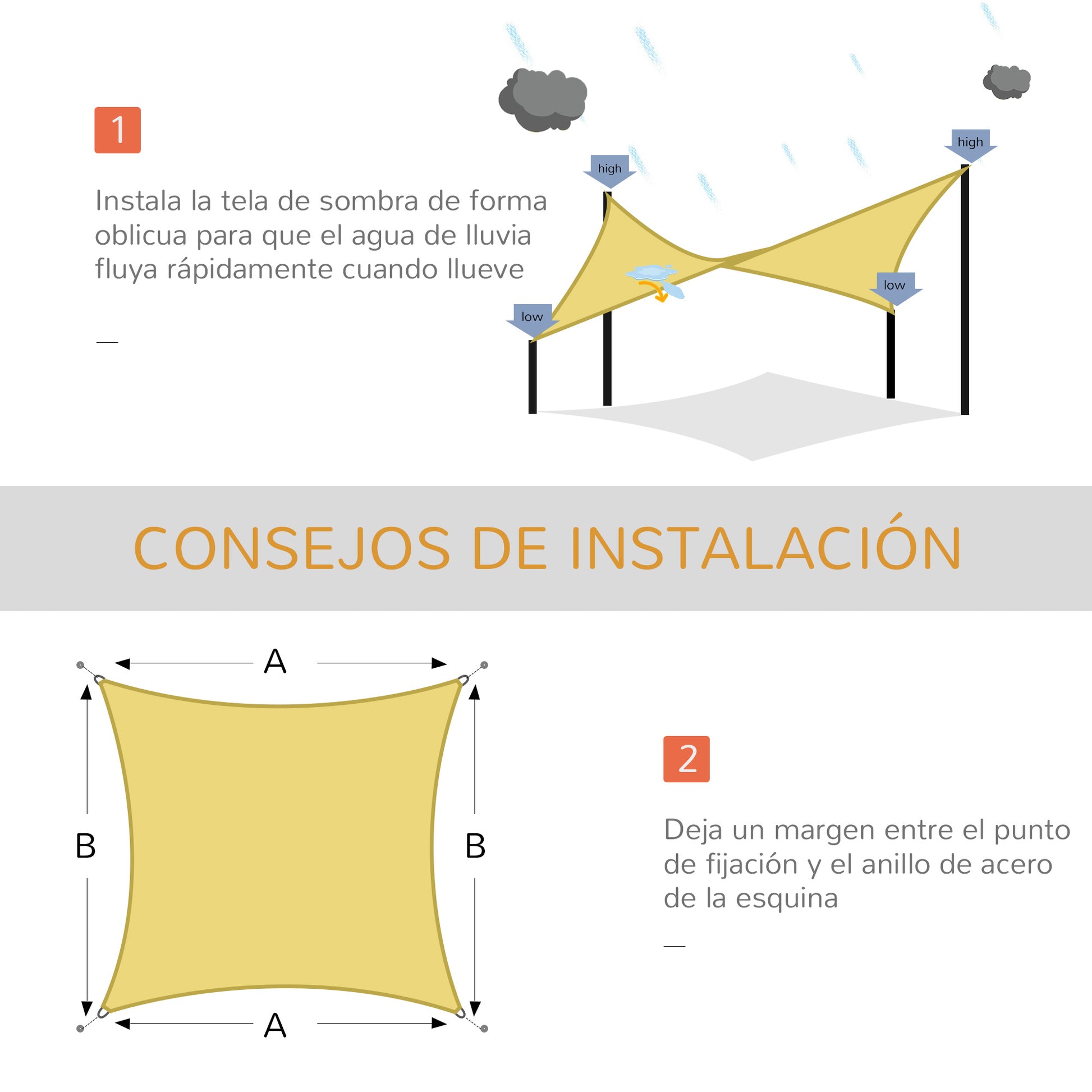 Rectangular Sun Shade Sail 4x6m Sun Shade Sail for Patio Garden Camping UV Protection Water Resistant Polyester Sand Color