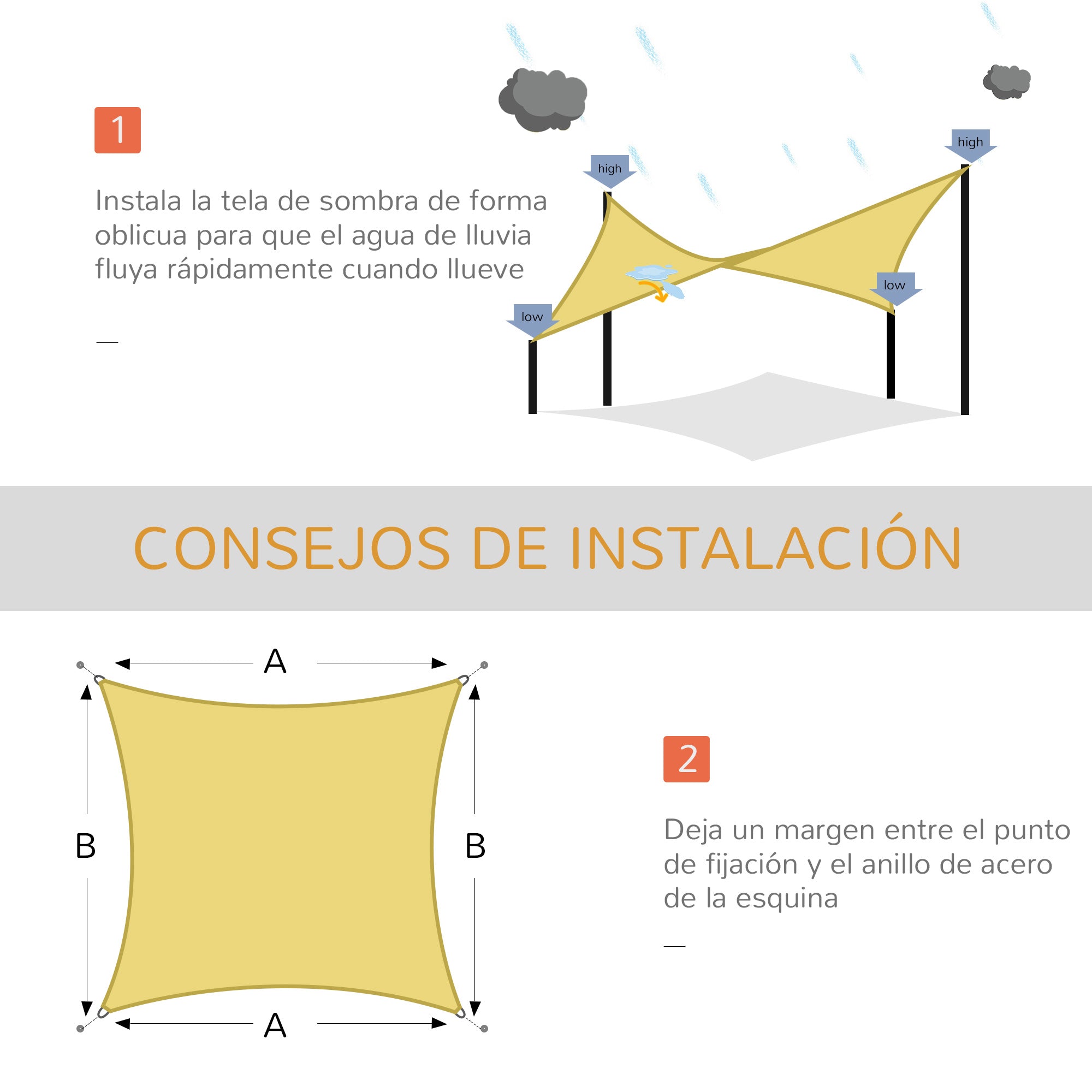 Rectangular Sun Shade Sail 4x6m Sun Shade Sail for Patio Garden Camping UV Protection Water Resistant Polyester Sand Color
