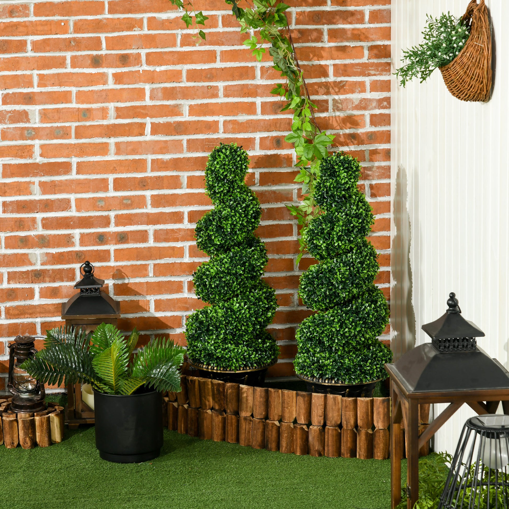 Artificial Plants Set of 2, UV Resistant Fake Plant in Flowerpot, 90 cm Boxwood Plant for Indoor, Outdoor