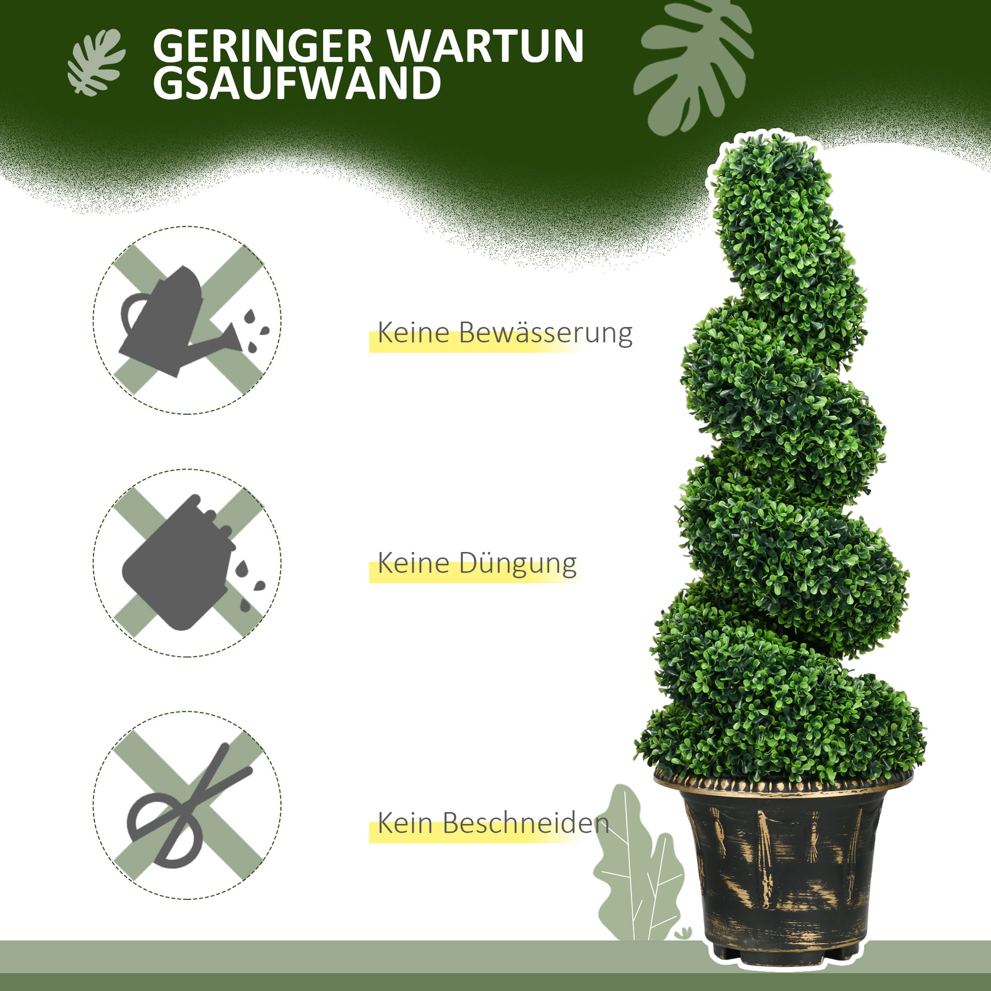 Artificial Plants Set of 2, UV Resistant Fake Plant in Flowerpot, 90 cm Boxwood Plant for Indoor, Outdoor