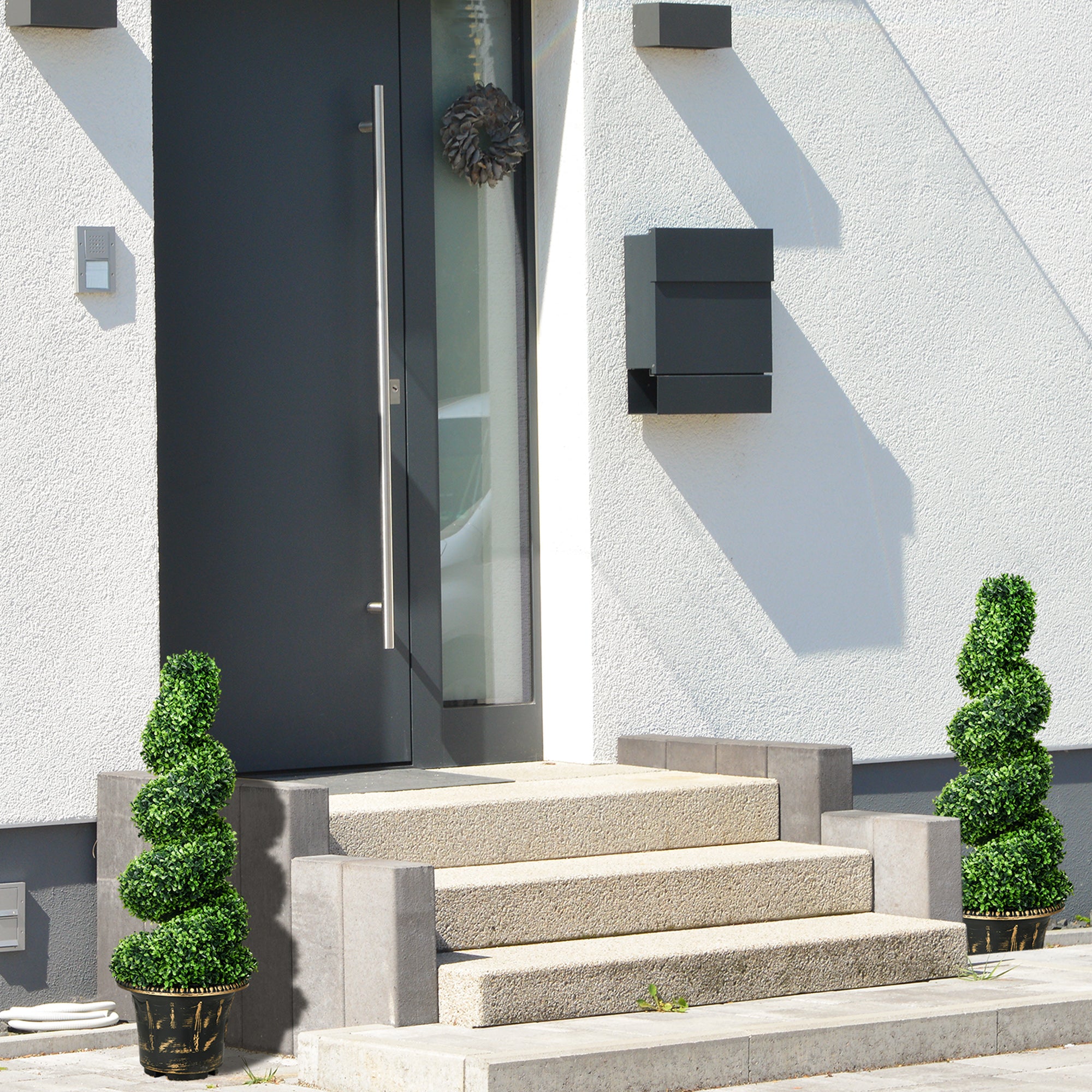 Artificial Plants Set of 2, UV Resistant Fake Plant in Flowerpot, 90 cm Boxwood Plant for Indoor, Outdoor