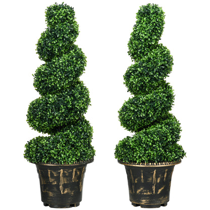 Artificial Plants Set of 2, UV Resistant Fake Plant in Flowerpot, 90 cm Boxwood Plant for Indoor, Outdoor