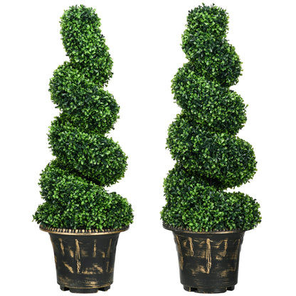 Artificial Plants Set of 2, UV Resistant Fake Plant in Flowerpot, 90 cm Boxwood Plant for Indoor, Outdoor