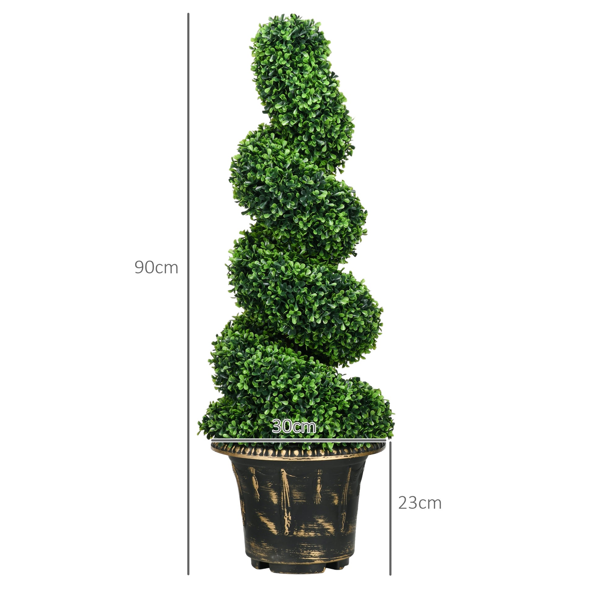 Artificial Plants Set of 2, UV Resistant Fake Plant in Flowerpot, 90 cm Boxwood Plant for Indoor, Outdoor