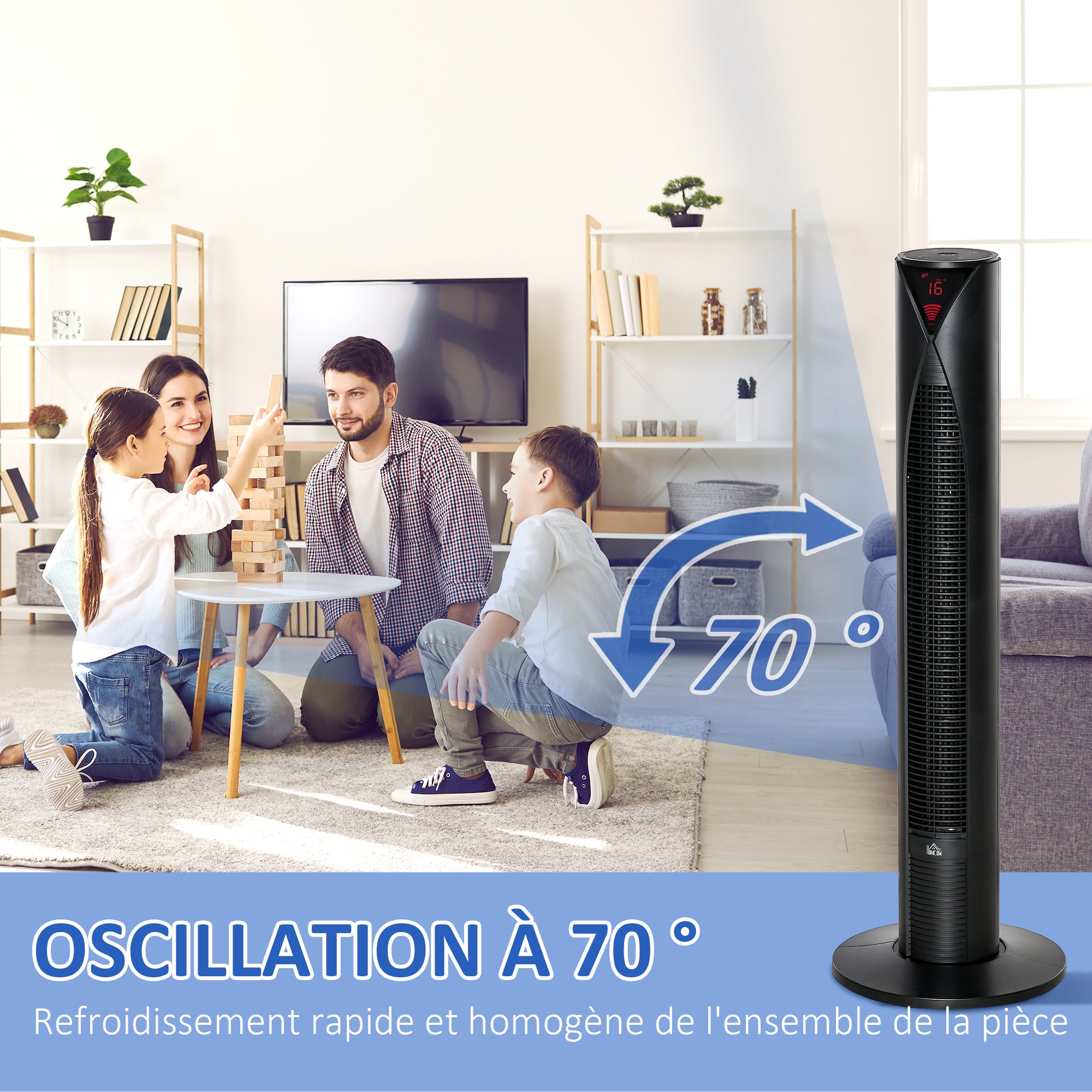Column Fan, with Remote Control, 12-Hour Timer, Sleep Mode, 3 Speeds, Oscillating Tower Fan for Home, Bedroom, Office, Black