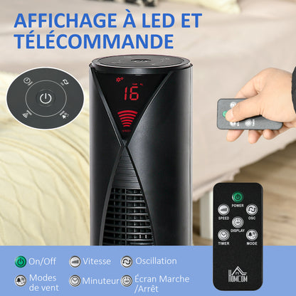 Column Fan, with Remote Control, 12-Hour Timer, Sleep Mode, 3 Speeds, Oscillating Tower Fan for Home, Bedroom, Office, Black