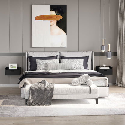 Set of 2 Wall-Mounted Bedside Tables Nightstands with 1 Drawer for Bedroom Home Simple Design 40x30x19.5 cm Black