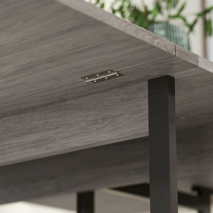 Folding Dining Table for 2-4 People with 2 Open Shelves, Mobile Dining Table with Wheels for Small Spaces, Dining Room, Kitchen 133.4 x 80 x 75 cm Gray