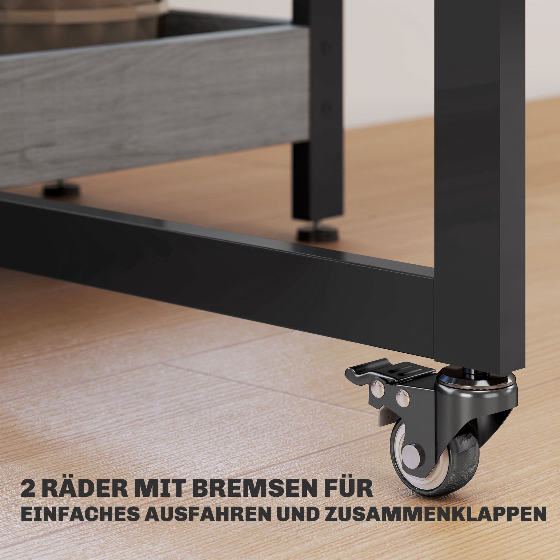 Folding Dining Table for 2-4 People with 2 Open Shelves, Mobile Dining Table with Wheels for Small Spaces, Dining Room, Kitchen 133.4 x 80 x 75 cm Gray