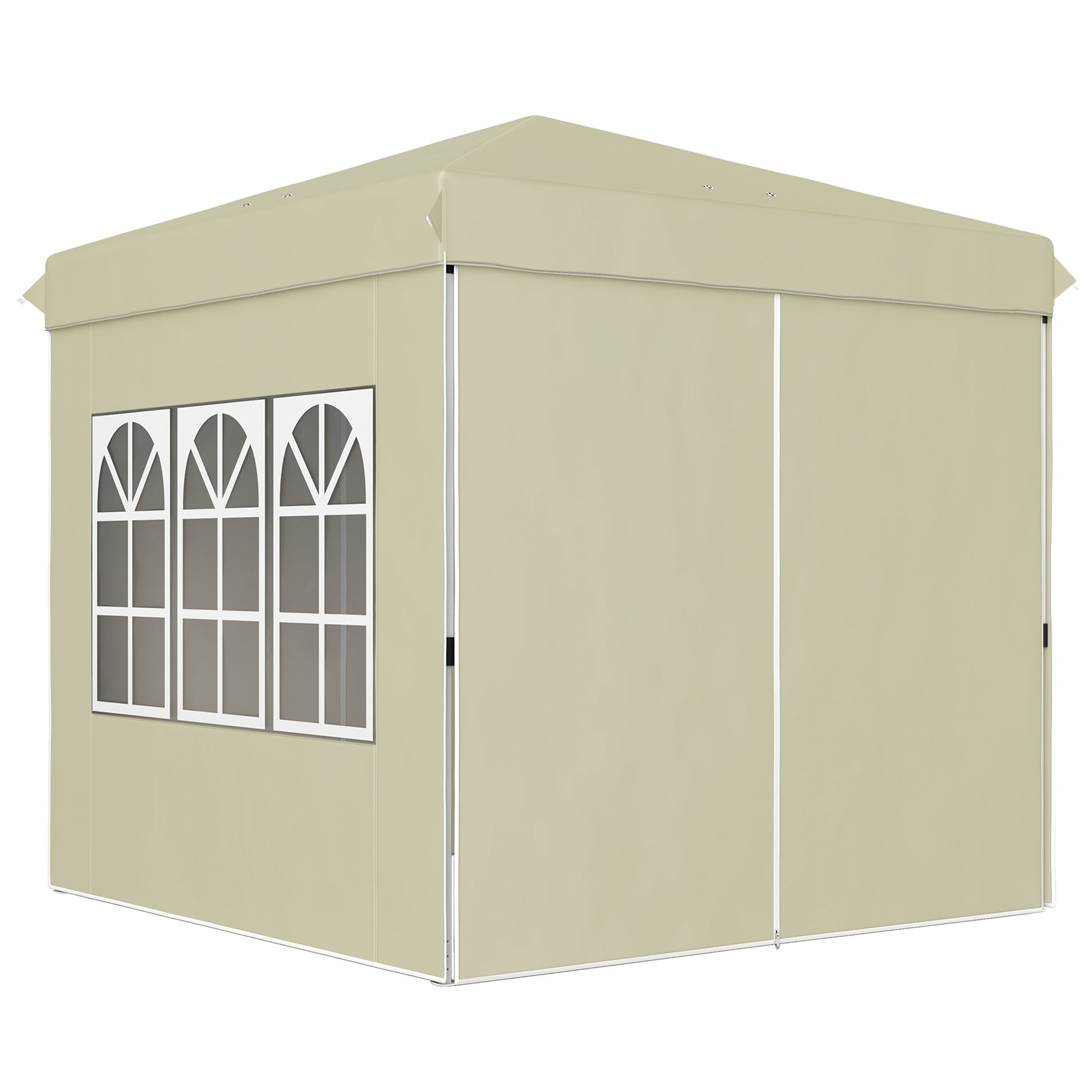 Pavilion approx. 2.5x2.5m, water-resistant Stable Winterproof Pop-up Folding Pavilion, UV Protection 50+, Foldable Party Tent Garden Tent with 4 Side Panels Bag Garden Pavilion for Camping Garden, Cream White