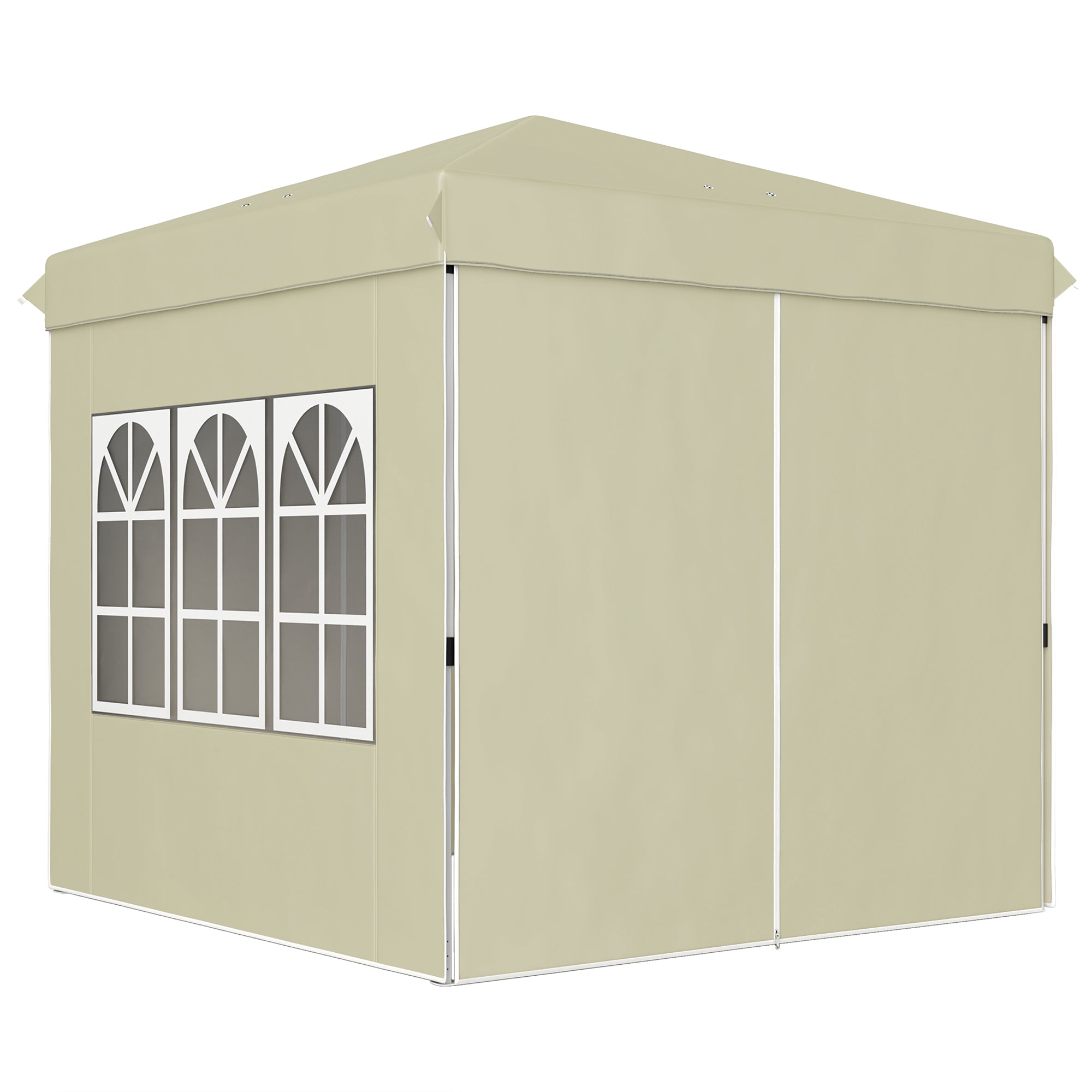 Pavilion approx. 2.5x2.5m, water-resistant Stable Winterproof Pop-up Folding Pavilion, UV Protection 50+, Foldable Party Tent Garden Tent with 4 Side Panels Bag Garden Pavilion for Camping Garden, Cream White
