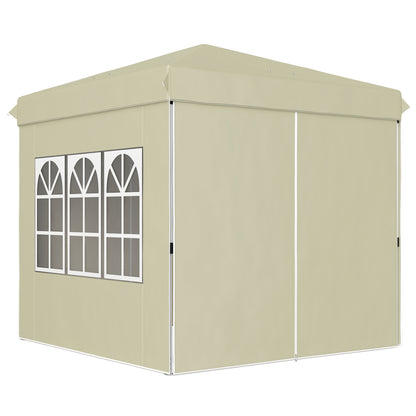 Pavilion approx. 2.5x2.5m, water-resistant Stable Winterproof Pop-up Folding Pavilion, UV Protection 50+, Foldable Party Tent Garden Tent with 4 Side Panels Bag Garden Pavilion for Camping Garden, Cream White