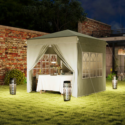 Pavilion approx. 2.5x2.5m, water-resistant Stable Winterproof Pop-up Folding Pavilion, UV Protection 50+, Foldable Party Tent Garden Tent with 4 Side Panels Bag Garden Pavilion for Camping Garden, Cream White