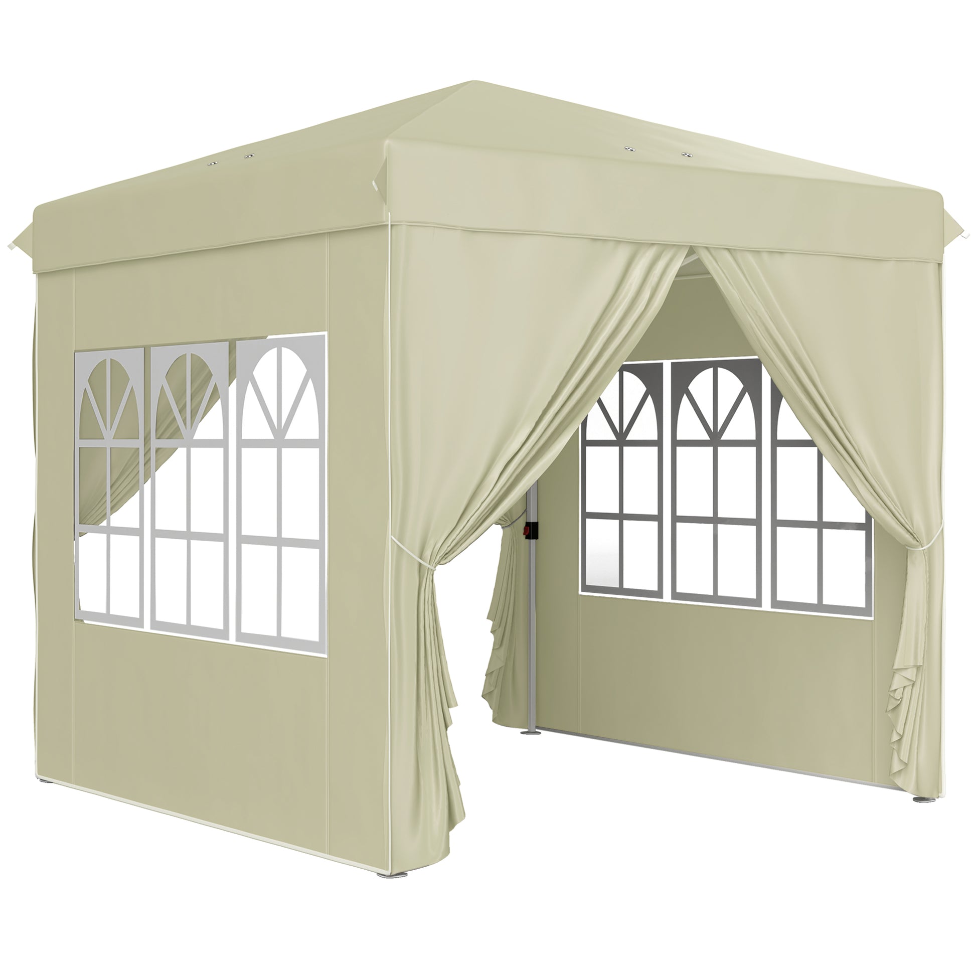 Pavilion approx. 2.5x2.5m, water-resistant Stable Winterproof Pop-up Folding Pavilion, UV Protection 50+, Foldable Party Tent Garden Tent with 4 Side Panels Bag Garden Pavilion for Camping Garden, Cream White