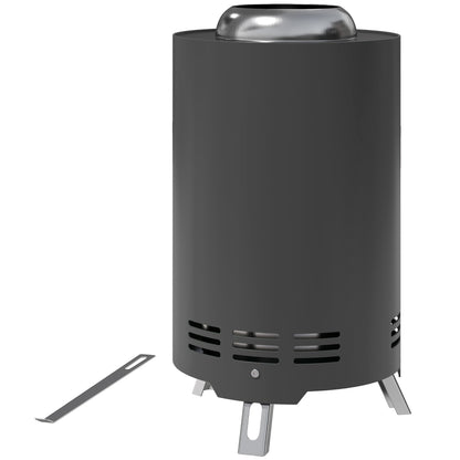 Fire Pit Ø16x25cm Made of Stainless Steel Fire Pit with Poker Smoke-Free Fire Pits Fire Basket for Garden, Balcony Terrace, Outdoor BBQ Camping Gray