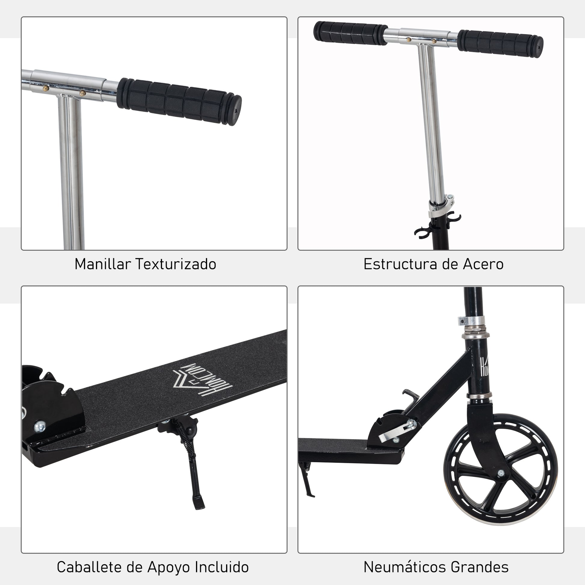 Foldable Scooter for Kids 7-14 Years Old Children's Scooter Adjustable Handlebar in 4 Levels with Brake 88x37x75-100 cm Black