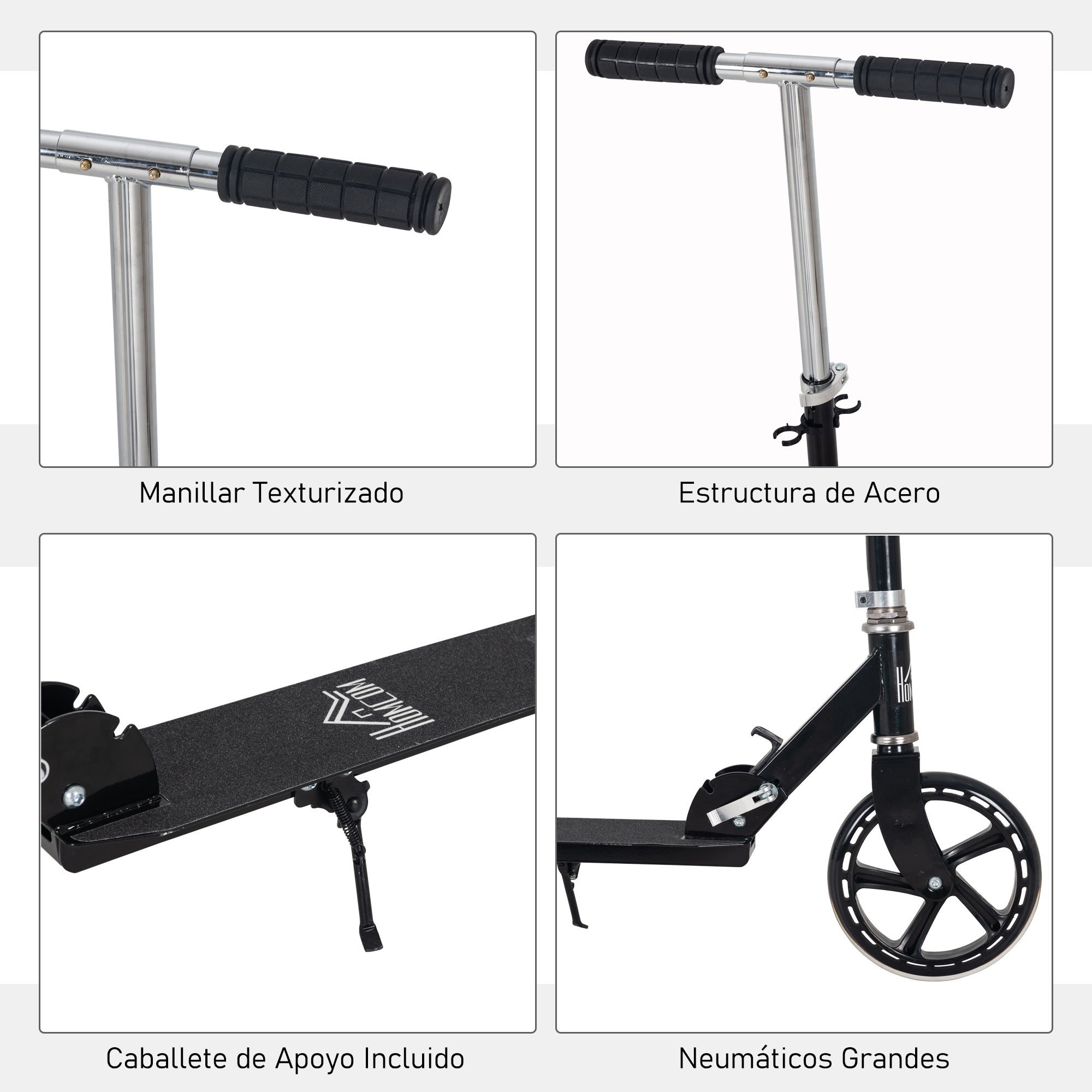 Foldable Scooter for Kids 7-14 Years Old Children's Scooter Adjustable Handlebar in 4 Levels with Brake 88x37x75-100 cm Black