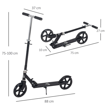 Foldable Scooter for Kids 7-14 Years Old Children's Scooter Adjustable Handlebar in 4 Levels with Brake 88x37x75-100 cm Black