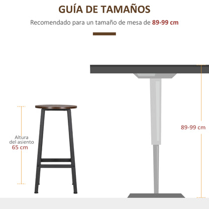 Set of 2 High Kitchen Stools Height 65 cm Bar Stools Bar Chairs with Steel Legs and Footrests for Living Room Dining Room Bar Load 75 kg Rustic Brown and Black