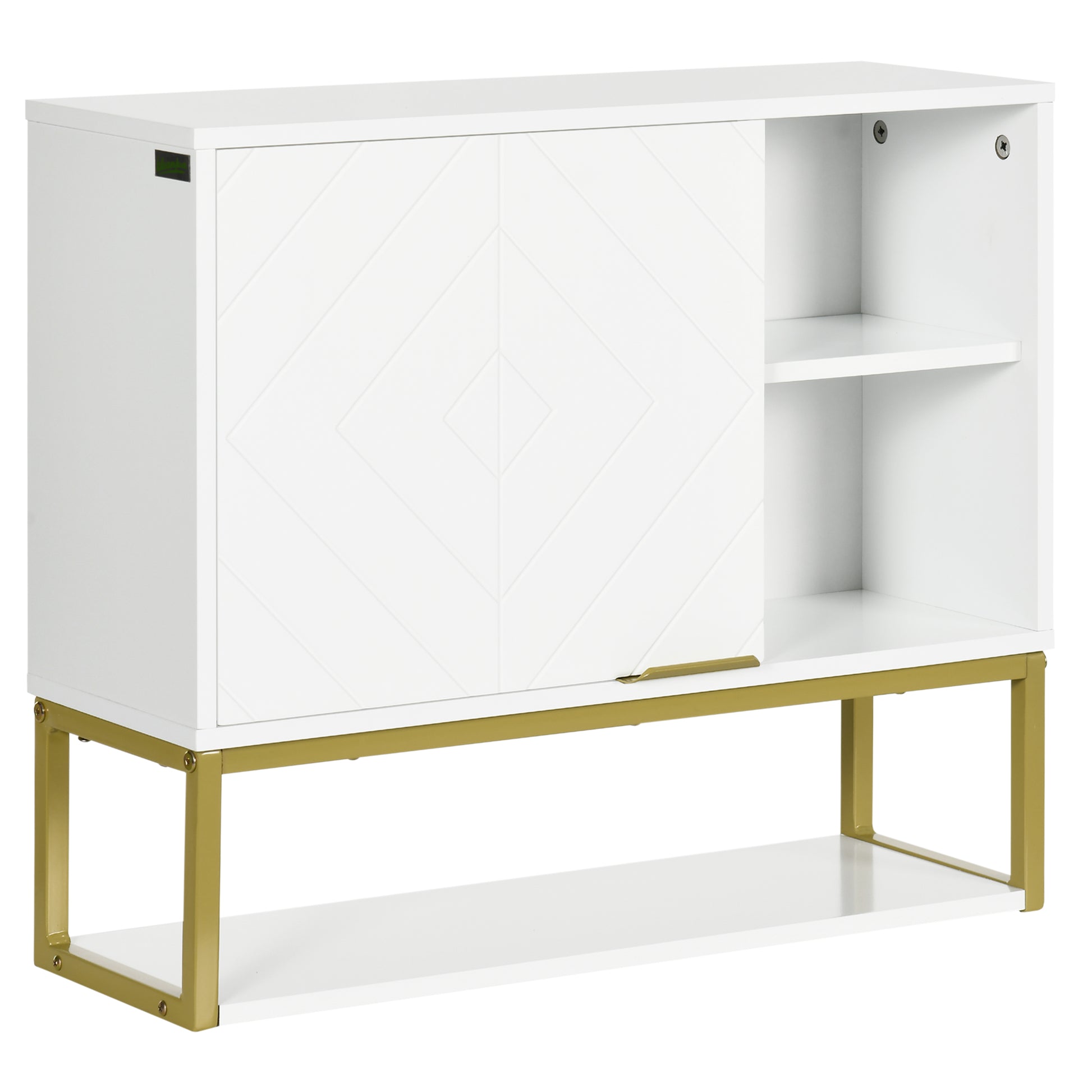 Modern Wall-Mounted Bathroom Cabinet Suspended Bathroom Furniture with 1 Steel Handle and Adjustable Shelves for Kitchen 60x20x51 cm White