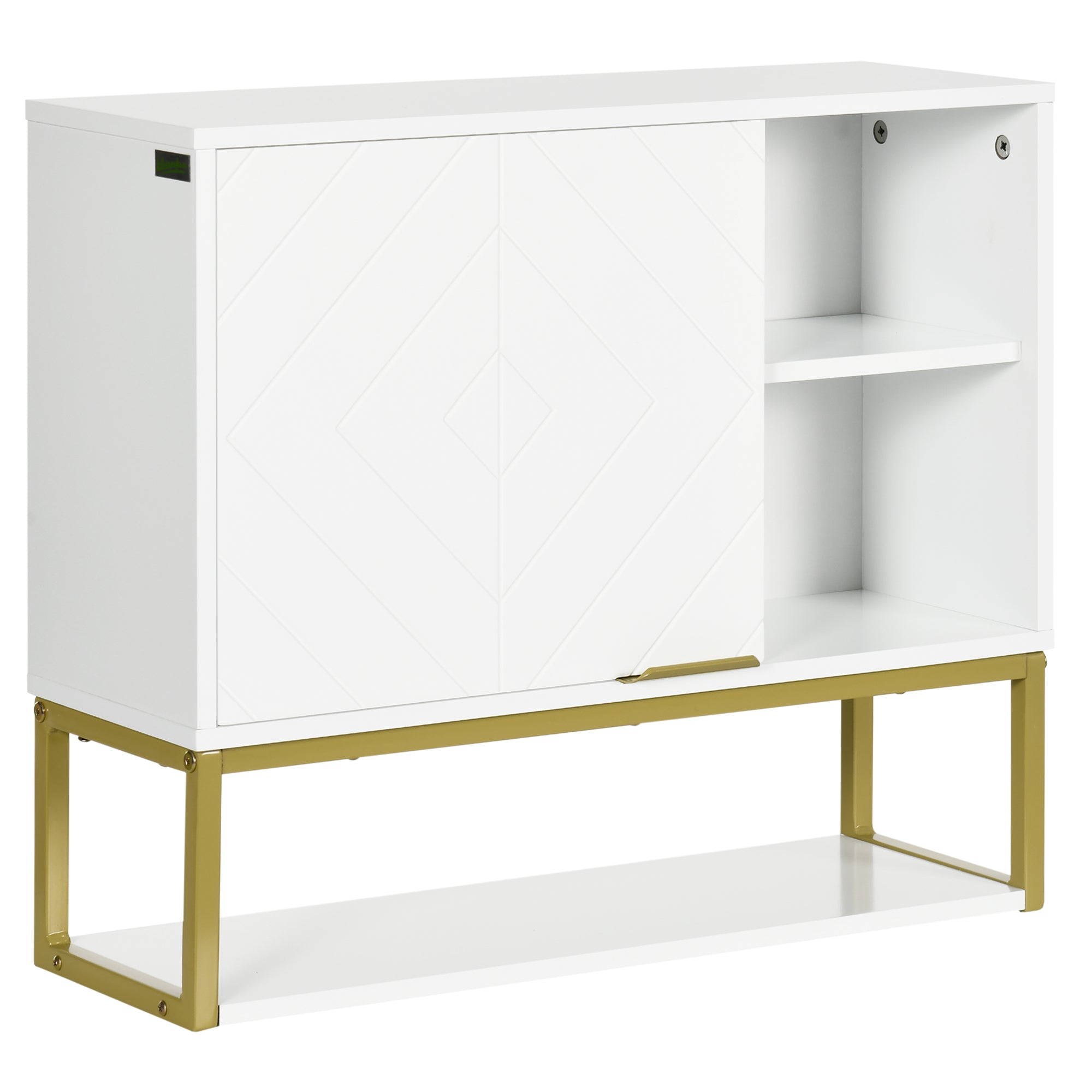 Modern Wall-Mounted Bathroom Cabinet Suspended Bathroom Furniture with 1 Steel Handle and Adjustable Shelves for Kitchen 60x20x51 cm White