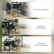 Ergonomic Kneeling Chair with Backrest, Rocking Kneeling Seat, Ergonomic Wood Stool, Orthopedic Office Stool, Posture Corrector, Back Pain Relief, Gray
